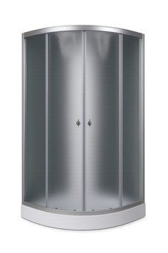 Гідробокс 100х100 см півкруглий BathMix BMS BF-100/13 скло матове fabric 4 мм з мілким піддоном профіль сатин 10811 фото