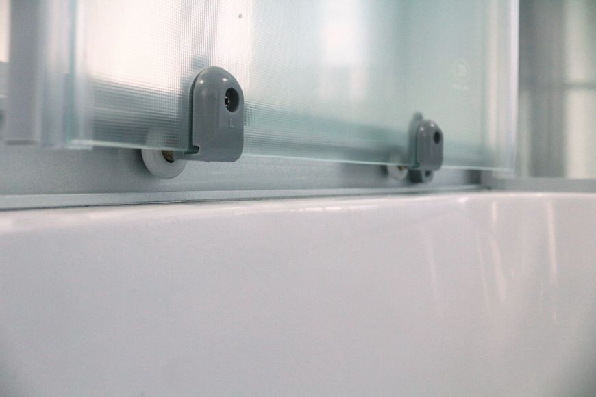 Гідробокс 100х100 см півкруглий BathMix BMS BF-100/13 скло матове fabric 4 мм з мілким піддоном профіль сатин 10811 фото