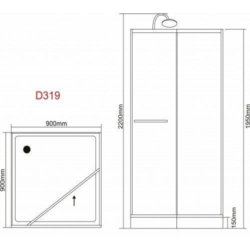 Душовий бокс квадратний без даху Grace  SLD-319W 90х90х195  SLD-319W фото