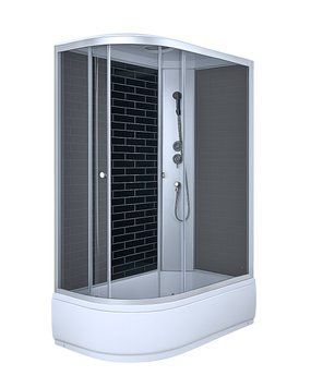 Гідробокс 120х80 см півкруглий Bathmix BMS BRG-128/42R скло сіре 4 мм з глибоким піддоном профіль сатин 15947 фото