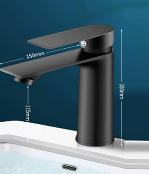 Змішувач для умивальника Quadro (L-08) Black Bathmix 25863 фото