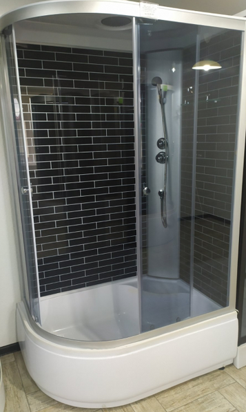 Гідробокс 120х80 см півкруглий Bathmix BMS BRG-128/42R скло сіре 4 мм з глибоким піддоном профіль сатин 15947 фото