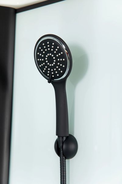 Гідробокс 90x90 см півкруглий AquaStream GLS 90 LW ALL BLACKS скло прозоре 4 мм з мілким піддоном профіль чорний 18729 фото