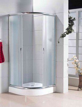 Кабіна душова півкругла 9001F-ECO 90х90х195 скло Fabric, з піддоном 15 см NAVARA24638 фото