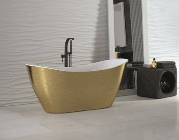 Ванна акрилова VIYA GLAM, колір золотий ретро 160х70 з сифоном клік-клак NAVARA40339 фото
