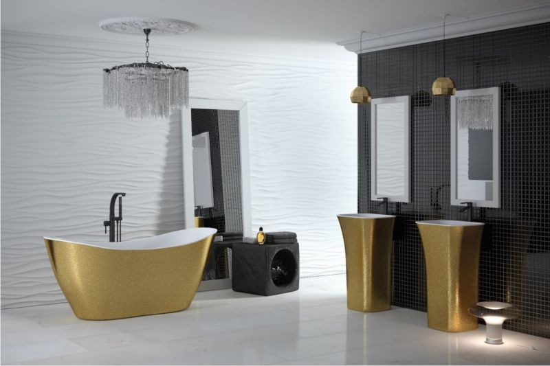 Ванна акрилова VIYA GLAM, колір золотий ретро 160х70 з сифоном клік-клак NAVARA40339 фото