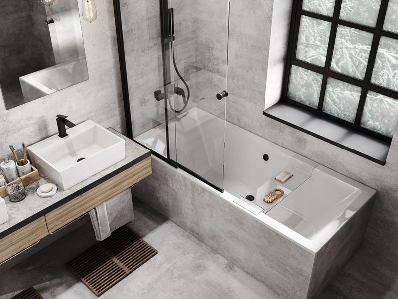 Ванна акрилова QUADRO SLIM 155х70 без ніг, БЕЗ отворів під ручки, без ручок NAVARA49450 фото