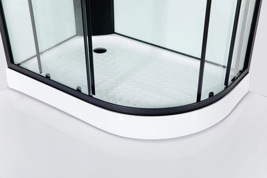 Гідробокс 120x80 см асиметричний AquaStream GLS 120LWL ALL BLACKS скло прозоре 4 мм з мілким піддоном профіль чорний 18733 фото