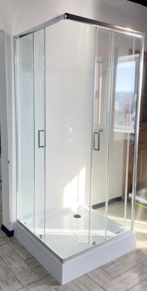 Душова кабіна 80х80 квадратна BathMix BM AQUA 212 скло прозоре 6мм без піддону профіль хром 24501 фото