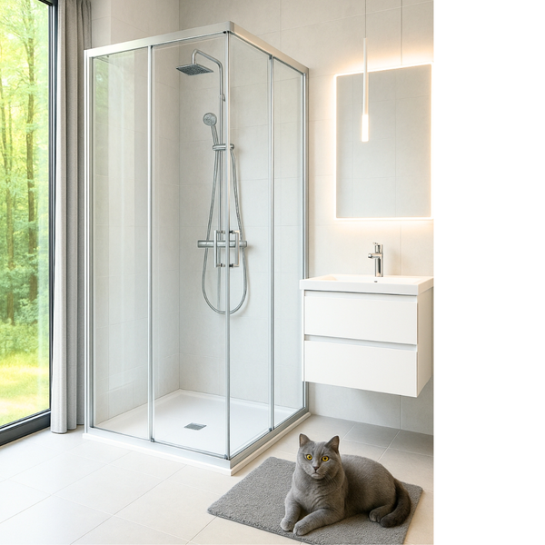 Душова кабіна 80х80 квадратна BathMix BM AQUA 212 скло прозоре 6мм без піддону профіль хром 24501 фото