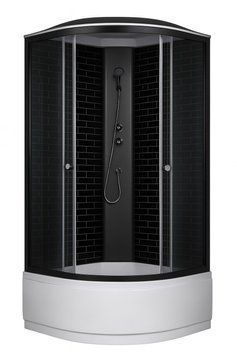 Гідробокс 90х90 см півкруглий Bathmix BMS BRG-90/42 скло сіре 4 мм з глибоким піддоном профіль чорний 16788 фото