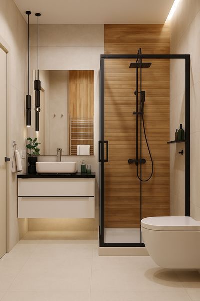 Душова кабіна 90х90 см квадратна BathMix BM AQUA 211 скло прозоре 6 мм без піддону профіль чорний 23317 фото