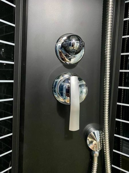 Гідробокс 90х90 см півкруглий Bathmix BMS BRG-90/42 скло сіре 4 мм з глибоким піддоном профіль чорний 16788 фото