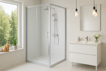 Душова кабіна 120х80 см прямокутна BathMix BM AQUA 212(120) скло прозоре 6 мм без піддону профіль хром 24502 фото