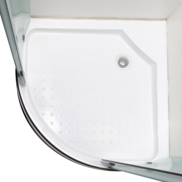 Душова кабіна 90х90 см півкругла BathMix BMLine F-90/13 скло fabric 4 мм з піддоном 13 см профіль сатин 10821 фото