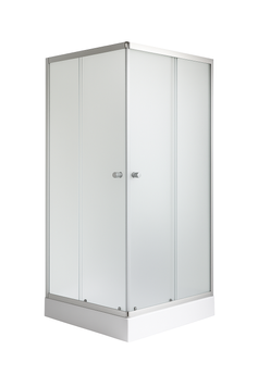Душова кабіна 90х90 см квадратна BathMix BMEco S-F-90/13 скло fabric 4 мм з піддоном 13 см профіль сатин 11699 фото