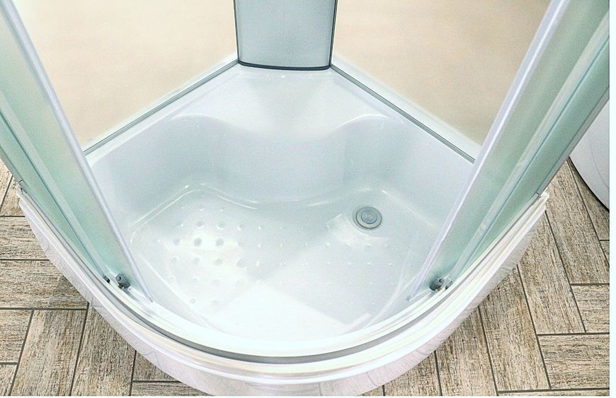 Гідробокс 90х90 см півкруглий BathMix BMS FF-90/42 скло матове fabric 4 мм з глибоким піддоном профіль сатин 11695 фото